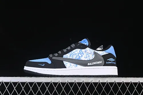 All categories Air Jordan Jordan series basketball shoes Air Jordan 1 Low High-end customized low-top sneakers Travis Scott x Fragment Design x Air Jordan 1 Low OG SP AJ1 Joe 1 joint black, blue and gray Paris print low-top cultural casual sneakers XD0798-306